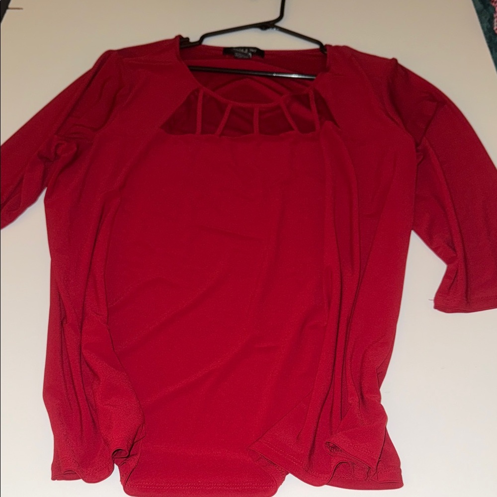 Women’s Red Cutout Detail Blouse